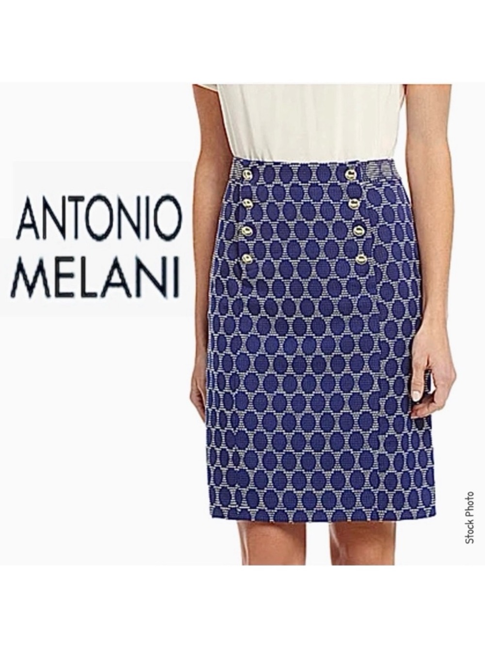 Antonio Melani Geometric Lined Pencil Skirt (14)